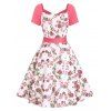 Floral Print Sweetheart Belted Dress - LIGHT PINK L