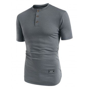 

Solid Color Curved Hem Short Sleeve T-shirt, Gray