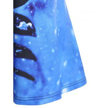 Moon Galaxy Print Lace Tank Top