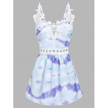 

Tie Dye Flower Lace Hollow Out Tank Top, Multicolor