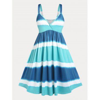 

Plus Size Tie Dye Knee Length Dress, Blue