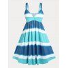 Plus Size Tie Dye Knee Length Dress - BLUE 1X | US 14-16
