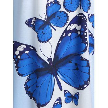 Sleeveless Butterfly Print Sundress Knee Length Trapeze Dress