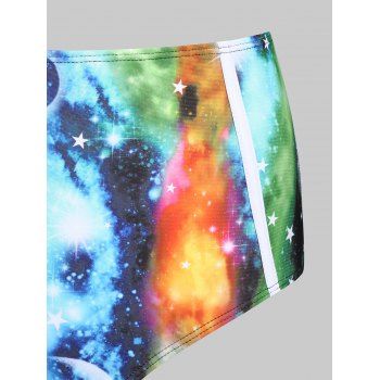Galaxy Tummy Control Tankini Swimsuit Caged High Rise Print Swimwear Set