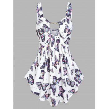 

Cutout Butterfly Print Tank Top, White