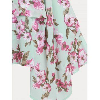 Plus Size Floral Print Crisscross Midi Handkerchief Dress