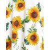 Sunflower Print Lace Up Picot Trim Cami Dress - multicolor XL