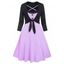 Colorblock Crisscross Jersey Knit Cami Dress and Knotted Long Sleeve Crop Top Twinset - LIGHT PURPLE XXL