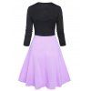 Colorblock Crisscross Jersey Knit Cami Dress and Knotted Long Sleeve Crop Top Twinset - LIGHT PURPLE XXXL