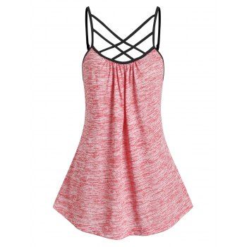 

Space Dye Lattice Caged Cami Tank Top, Red