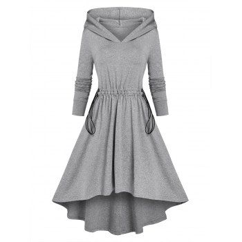 

Hooded High-low Marled Dress, Light gray