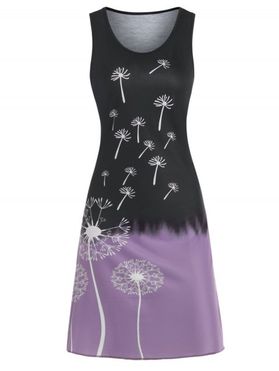 Summer Dandelion Print Ombre Tank Dress
