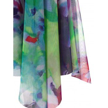 Kaufen Mesh Tie Dye Modest Swimsuit Halter Handkerchief Tankini Swimwear. Bild