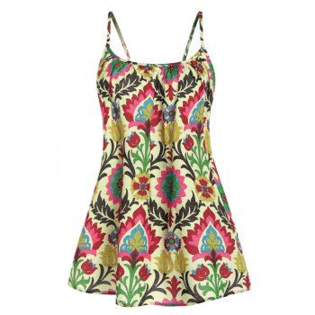 

Leaf Flower Print Spaghetti Strap Top, Multicolor