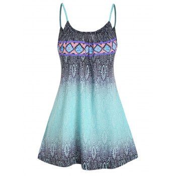 

Ombre Floral Print Drawstring Strap Cami Top, Light blue