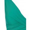 Tie Dye Ruffle Twisted High Waisted Bikini Swimwear - DEEP GREEN XL