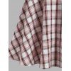 Plaid Checked Contrast Puff Sleeve Ruched Bowknot A Line Milkmaid Dress - multicolor L