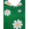 Daisy Print Turn Down Collar Dress - LIGHT GREEN L
