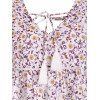 Floral Print Tassel Mini Dress - multicolor L