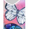 Lace Panel Butterfly Print Flowy Tank Top - WHITE XXXL