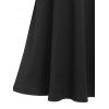 Daisy Print Mesh Lantern Sleeve Flare Dress - BLACK XXXL