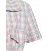Bowknot Plaid Top And Mock Button Dress - LIGHT PINK M