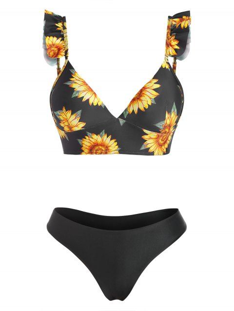 Sunflower Lace Up Ruffle Cheeky Bikini Swimwear