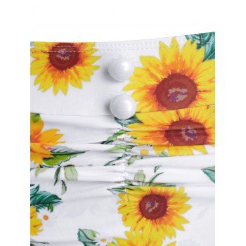 Kaufen Sunflower Print Bowknot Mock Button Skirted Two Piece Swimwear. Bild