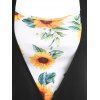 Surplice Tee Cinched Tie Ruched Sunflower Floral Print Faux Twinset T Shirt - BLACK S