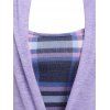 Plaid Cinched Tie 2 In 1 Ruched Rolled Up Sleeve Twofer T-shirt - LIGHT PURPLE M