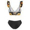 Sunflower Lace Up Ruffle Cheeky Bikini Swimwear - BLACK S