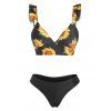 Sunflower Lace Up Ruffle Cheeky Bikini Swimwear - BLACK L