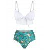 Floral Push Up Tummy Control Bikini Swimwear - WHITE S