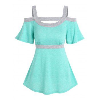 

Contrast Straps Cold Shoulder Cut Out Top, Light green