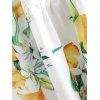 Vacation Sundress Lemon Print High Slit Tie Shoulder Summer Long Maix Dress - WHITE S