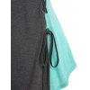 Lace Up O-ring Two Tone Tunic Tank Top - DARK GRAY M