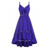 Robe Ajourée à Volant Haut-Bas Style Corset - Bleu L