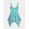 Plus Size Cinched Striped Handkerchief Tankini Swimwear - LIGHT BLUE 4X