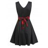 Robe Ligne A à Carreaux avec Multi-Nœud Papillon - Noir XL