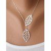 Hollow Out Two Leaves Pendant Necklace - SILVER 