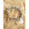 Bracelet de Cheville Pendant Superposé Perlé Etoile de Mer Style Bohémien - Bleu 