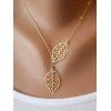Hollow Out Two Leaves Pendant Necklace - GOLDEN 