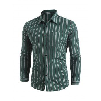 Vertical Stripe Print Casual Shirt dresslily imagine noua 2022