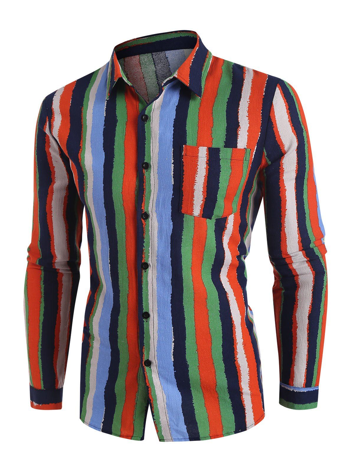 Colorful Stripe Casual Shirt - multicolor XL