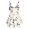 Knotted Flower Print Skirted Tank Top - WHITE XXXL