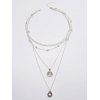 Tree Round Shape Layered Chain Pendant Necklace - SILVER 