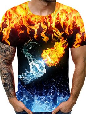 Water And Fire Fist Pattern Short Sleeve T-shirt