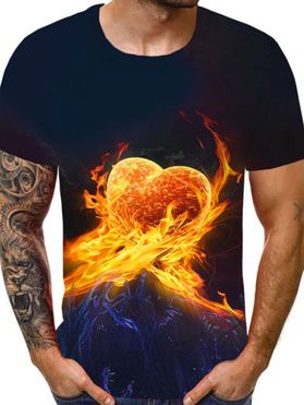 T-shirt à Imprimé Cœur Flamme à Manches Courtes