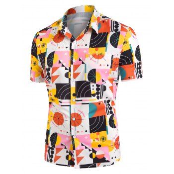 

Colorful Geometric Print Short Sleeve Shirt, Multicolor