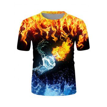 Buy Water And Fire Fist Pattern Short Sleeve T-shirt. Picture